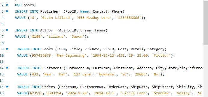 Here is code that populates sql tables and rows.