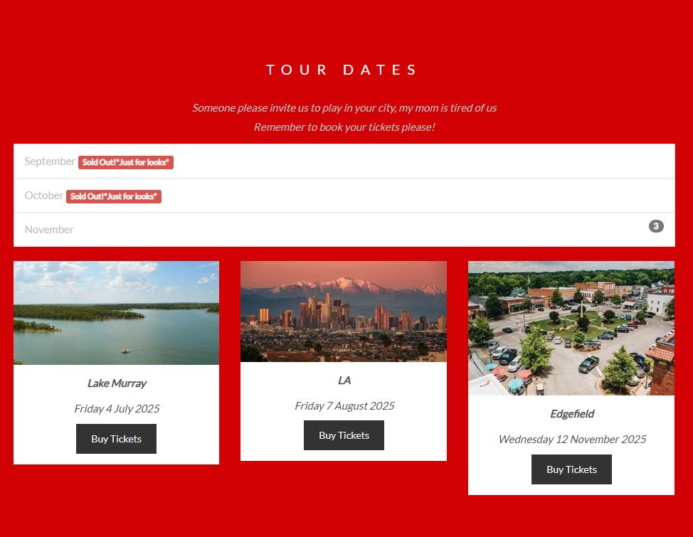 This is a display of my said bootstrap assignment which shows tickets to various concerts.
